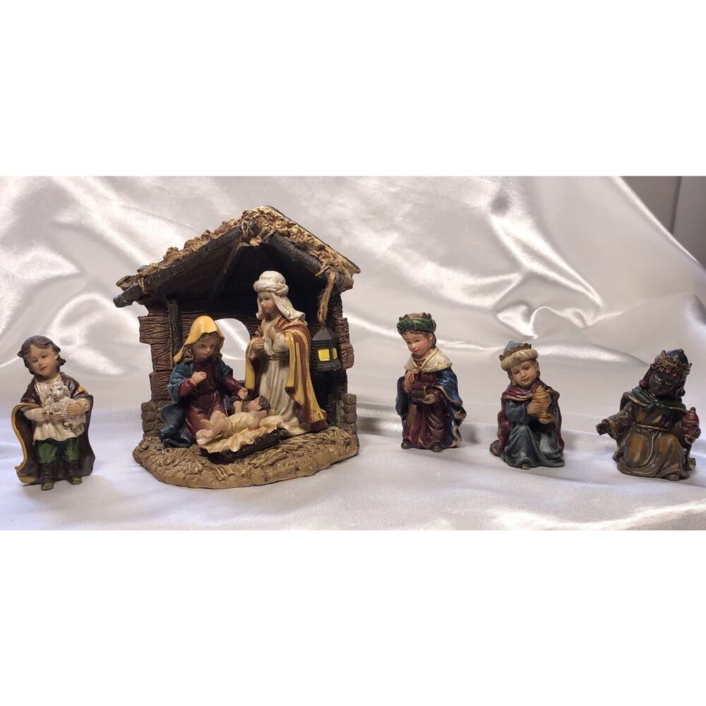Village Square Nativity Christmas 5 Pc Miniature 20th Anniversary 2006 Vintage